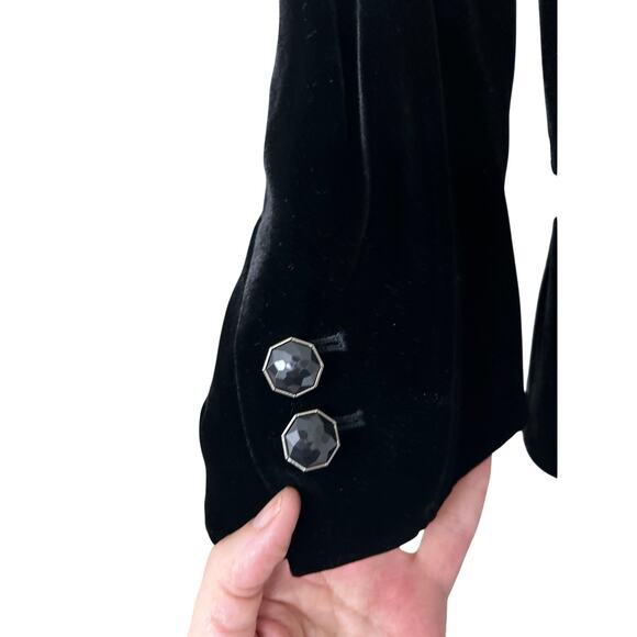 Y2K LOFT Black Velvet Silk Blend Crop Blazer Size 2 Dark Romantic Coquette Indie - Picture 6 of 15